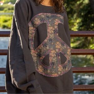 NATURAL LIFE Gray Peace Sign Sweatshirt